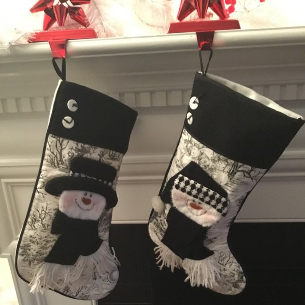 30 PC TOILE PRINT SNOWMAN XMAS Black and White